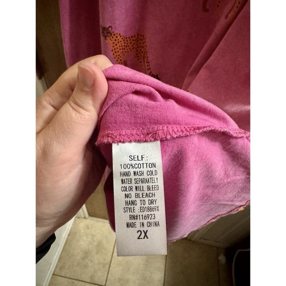 NEW Easel Mineral Wash Pink Cheetah T-shirt Shift Dress Pockets 2X New With Tags - Picture 13 of 13